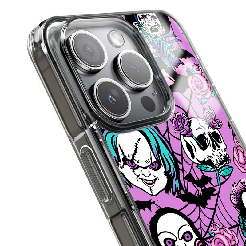 Mundaze Case for Apple Iphone 16 Roses Halloween Characters Spider Web