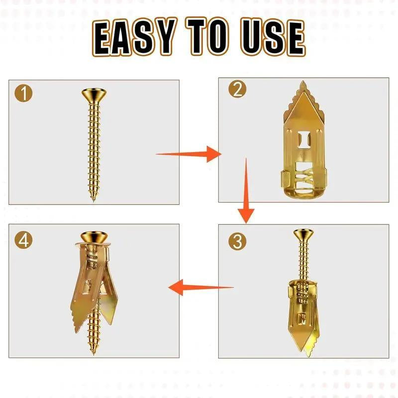 200-Piece Self-Tapping Drywall Drill Bits - No Pre-Drilling Required Anchor Kit with Screws