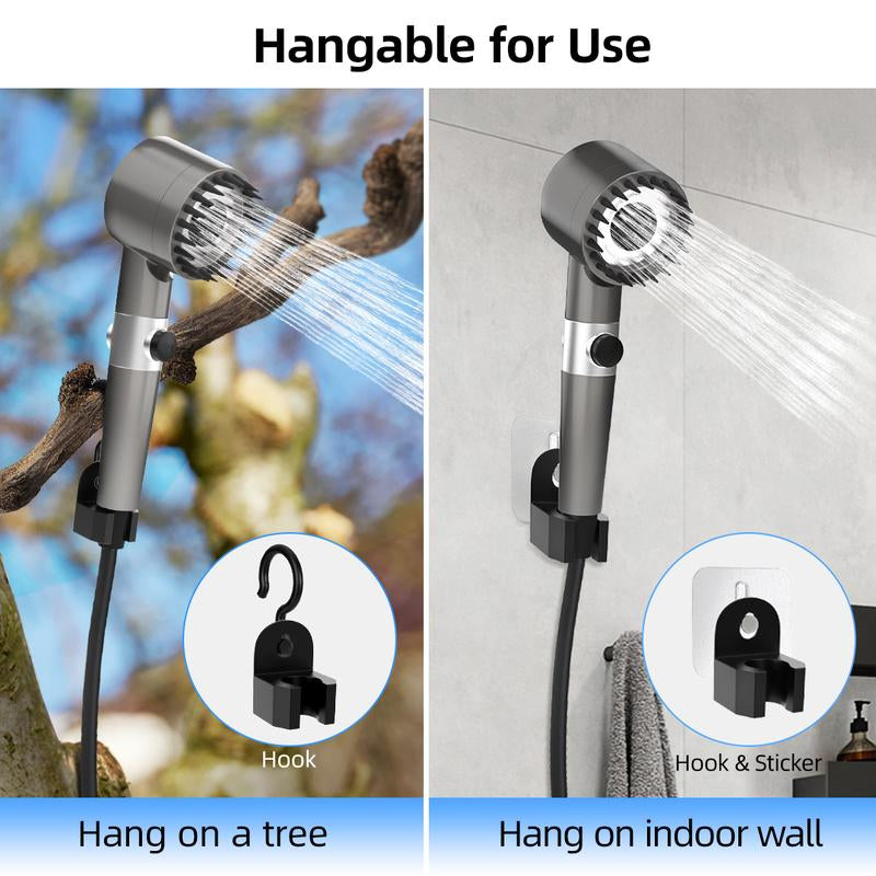Moko Camping Shower Pump as Outdoor Power Bank, 12000Mah Rechargeable Camp Showers with LED Display for Battery Level and Water Temperature, Portable Shower Head for Camping, Pet & Car Cleaning