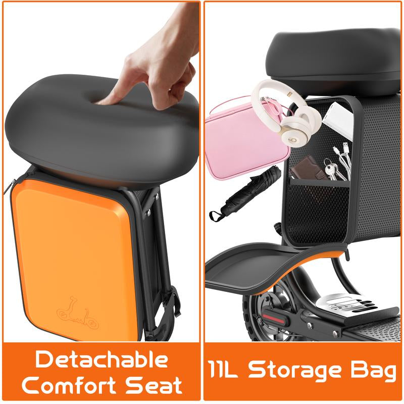 Electric Scooter for Adults – 19 MPH Top Speed, 350W Motor, Foldable Commuter Scooter with App Control, Seat and Bag