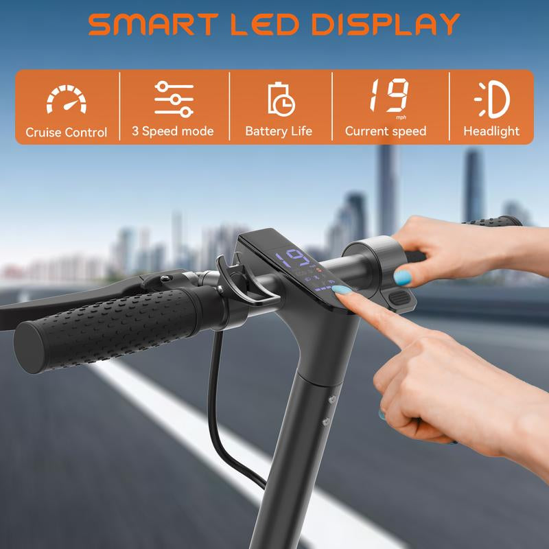 Electric Scooter for Adults – 19 MPH Top Speed, 350W Motor, Foldable Commuter Scooter with App Control, Seat and Bag