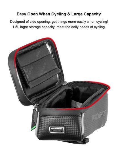ROCKBROS Bike/Bicycle Phone Front Frame Bag, Waterproof, Tube Bag,Cycling Pouch, Bike Accessories for Men Compatible Phone under 6.5”