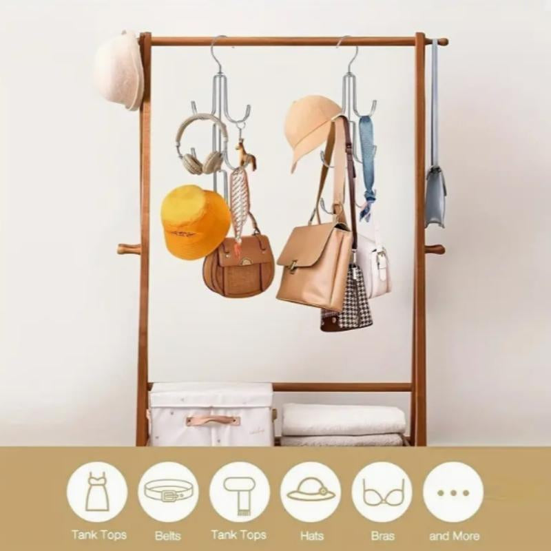 Rotatable Metal Bag Hanger, 1 Count Space Saving Bag Hanger, Bag Organizer for Closet, Home Organizer for Bag, Handbag, Purse