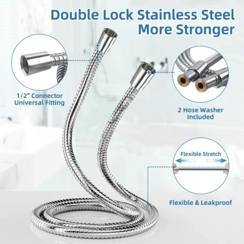 High Pressure Handheld Shower Head with Filtered,Shower Experience with 4 Functions,Power Wash for Hard Water, Showerhead with ON/OFF Switch for Pets Bath with 1.5M Hose and 360 Rotatable Bracket