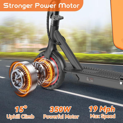 Electric Scooter for Adults – 19 MPH Top Speed, 350W Motor, Foldable Commuter Scooter with App Control, Seat and Bag