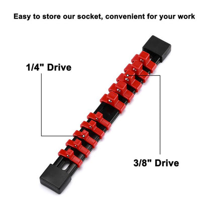 CASOMAN 10Pcs Impact Socket & Flex Socket Set, 1/4" & 3/8" Dr., 6-Point, 10Mm, Metric, Include Magnetic Impacet Socket, Storage Rail Wrench Hand Tools Heavy Duty Hardware, #Tiktokshopbacktoschool