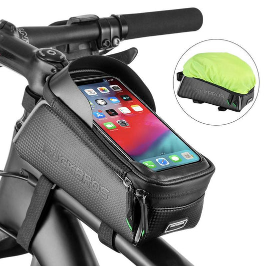 ROCKBROS Bike/Bicycle Phone Front Frame Bag, Waterproof, Tube Bag,Cycling Pouch, Bike Accessories for Men Compatible Phone under 6.5”