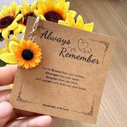 Vivid Sunflower Design Fashionable Keychain with Gift Card, Cute Resin Material Flower Shaped Keychain for Women & Men, Fashion Personalized Keychain for Daily Clothing Decor, Birthday Gift Fall, Charms, Love, Fashion Accessory, Trendy Cute Keychain