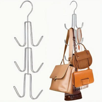 Rotatable Metal Bag Hanger, 1 Count Space Saving Bag Hanger, Bag Organizer for Closet, Home Organizer for Bag, Handbag, Purse