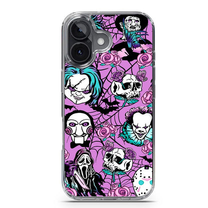 Mundaze Case for Apple Iphone 16 Roses Halloween Characters Spider Web