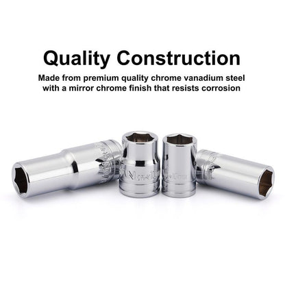 CASOMAN 10Pcs Impact Socket & Flex Socket Set, 1/4" & 3/8" Dr., 6-Point, 10Mm, Metric, Include Magnetic Impacet Socket, Storage Rail Wrench Hand Tools Heavy Duty Hardware, #Tiktokshopbacktoschool