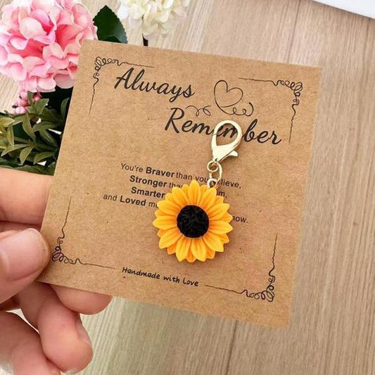 Vivid Sunflower Design Fashionable Keychain with Gift Card, Cute Resin Material Flower Shaped Keychain for Women & Men, Fashion Personalized Keychain for Daily Clothing Decor, Birthday Gift Fall, Charms, Love, Fashion Accessory, Trendy Cute Keychain