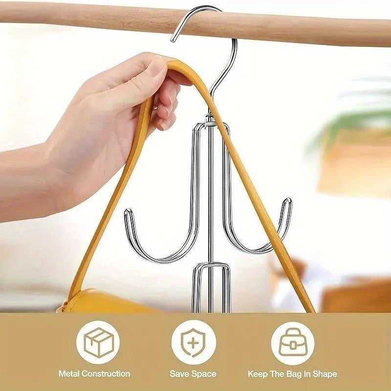 Rotatable Metal Bag Hanger, 1 Count Space Saving Bag Hanger, Bag Organizer for Closet, Home Organizer for Bag, Handbag, Purse