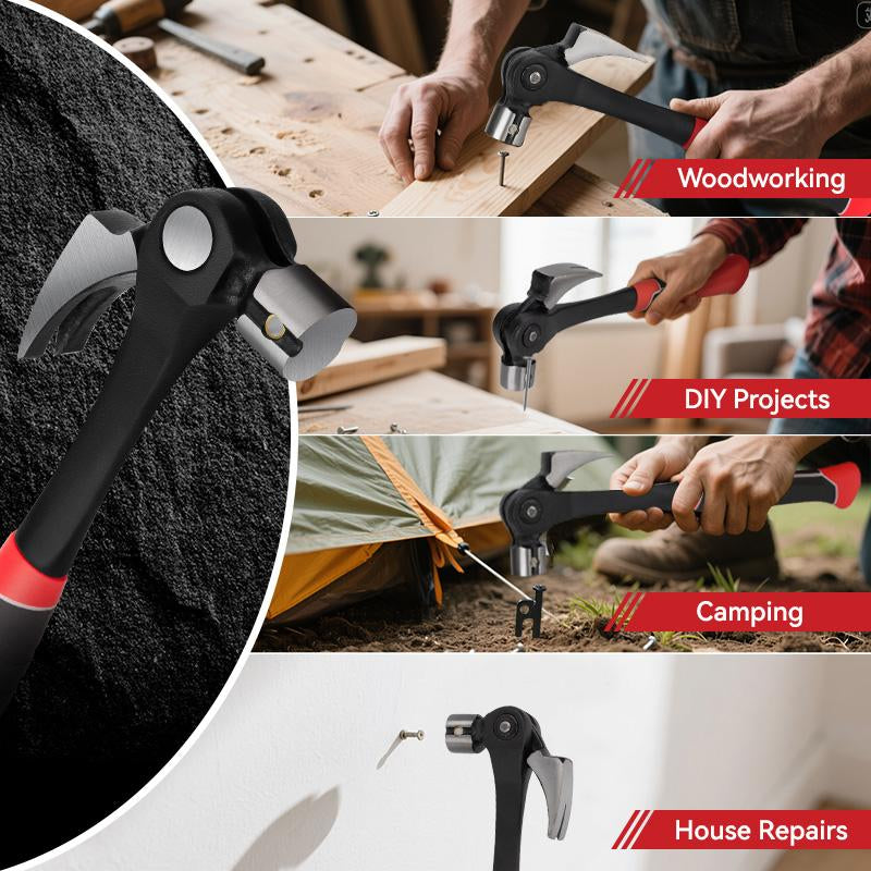 Heavy Duty Claw Hammer with Magnetic Nail Starter Indexing Rip Claw Forged Steel Head Shock Absorbing TPR Grip for Framing & DIY Tools