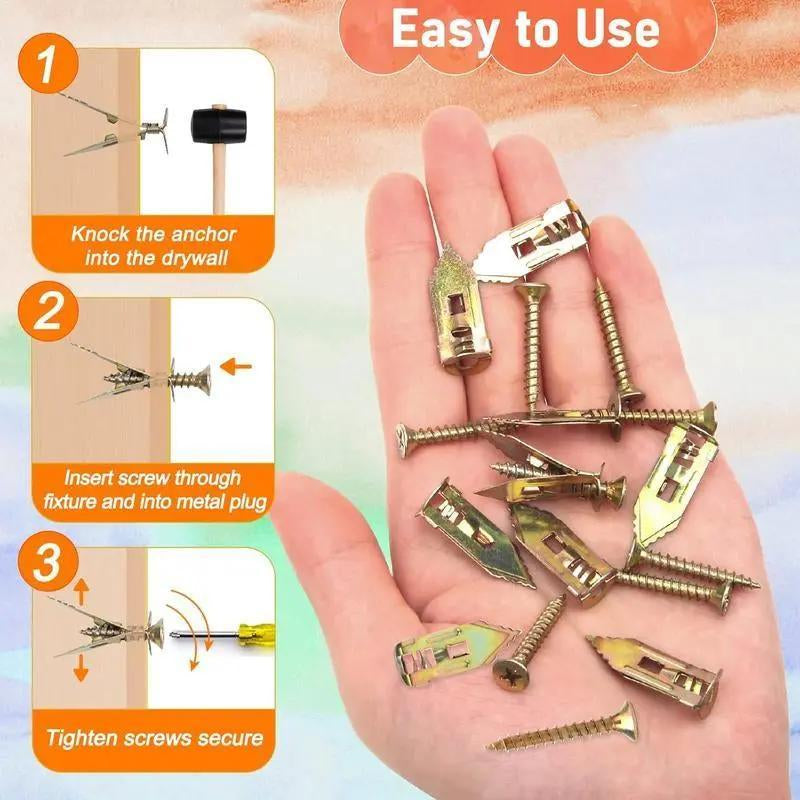 200-Piece Self-Tapping Drywall Drill Bits - No Pre-Drilling Required Anchor Kit with Screws