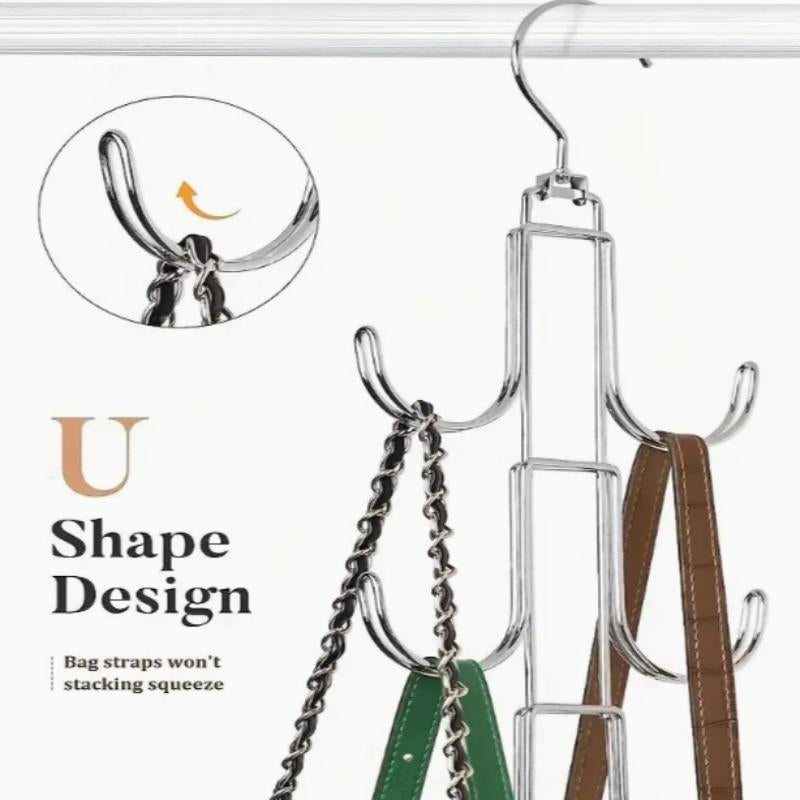 Rotatable Metal Bag Hanger, 1 Count Space Saving Bag Hanger, Bag Organizer for Closet, Home Organizer for Bag, Handbag, Purse