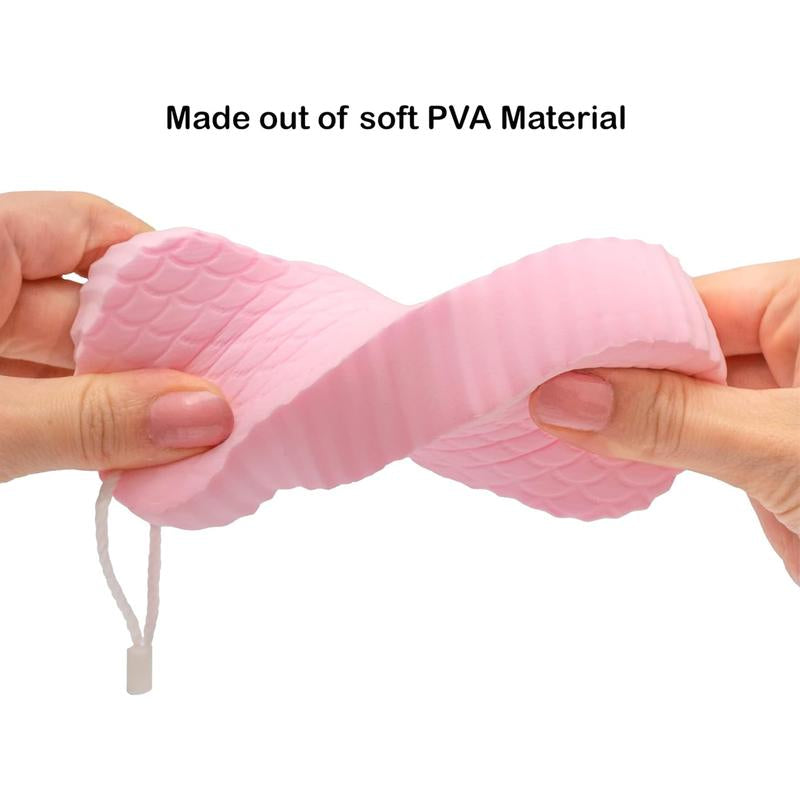 [2Count]3D Bath Sponge,Random Color,Fish Scale Bath Sponge,Mud and Ash Scrubbing Sponge,Exfoliating Bath Sponge,Skin Friendly and Reusable,Alternative to Exfoliating Gloves.
