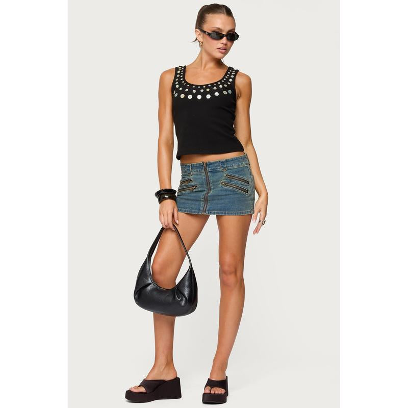 Ronan Zip up Denim Mini Skort