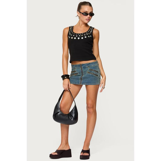 Ronan Zip up Denim Mini Skort