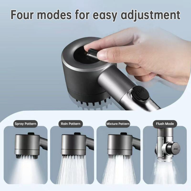 High Pressure Handheld Shower Head with Filtered,Shower Experience with 4 Functions,Power Wash for Hard Water, Showerhead with ON/OFF Switch for Pets Bath with 1.5M Hose and 360 Rotatable Bracket