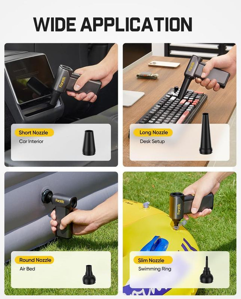 Fanttik B10 Pro Max 7.2V Electric Air Duster, Cordless Duster with 130000 RPM Brushless Motor, 6 Adjustable Levels, 28.8Wh Rechargeable Battery, Air Blower for Workbench, PC Fans and Outdoor
