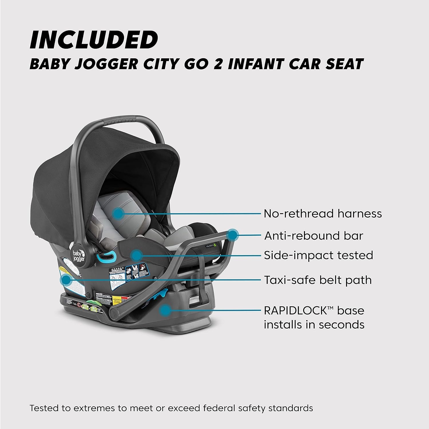 City Select 2 Single-To-Double Modular Travel System Includes City GO 2 Infant Car Seat Radiant Slate