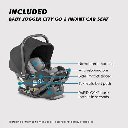 City Select 2 Single-To-Double Modular Travel System Includes City GO 2 Infant Car Seat Radiant Slate