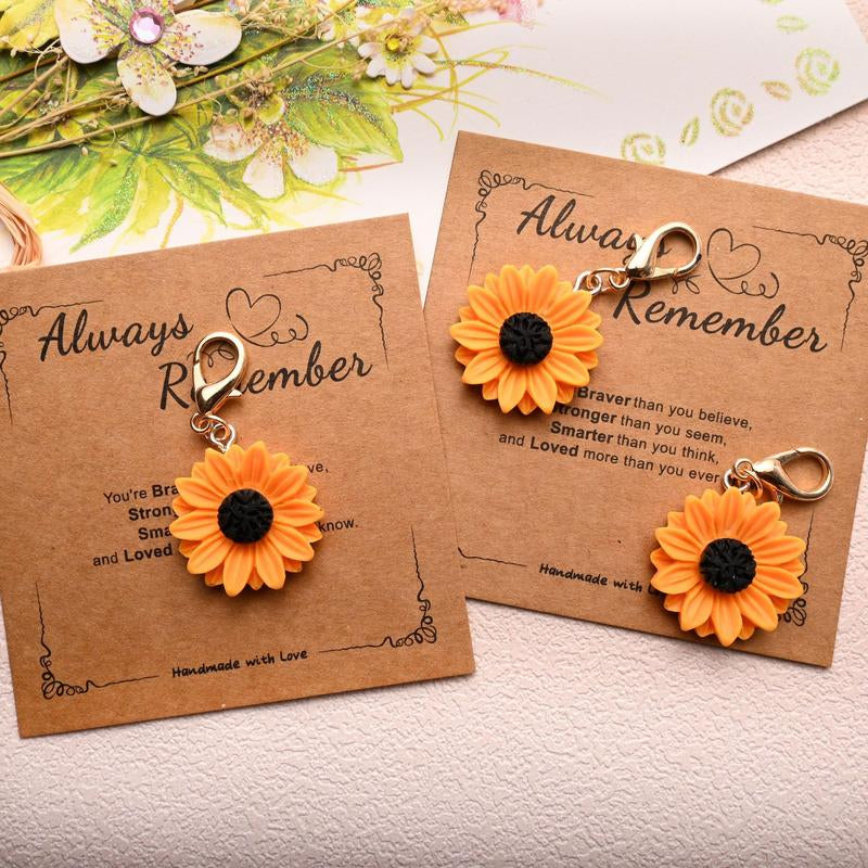 Vivid Sunflower Design Fashionable Keychain with Gift Card, Cute Resin Material Flower Shaped Keychain for Women & Men, Fashion Personalized Keychain for Daily Clothing Decor, Birthday Gift Fall, Charms, Love, Fashion Accessory, Trendy Cute Keychain