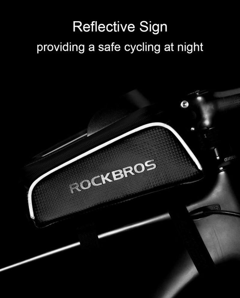 ROCKBROS Bike/Bicycle Phone Front Frame Bag, Waterproof, Tube Bag,Cycling Pouch, Bike Accessories for Men Compatible Phone under 6.5”
