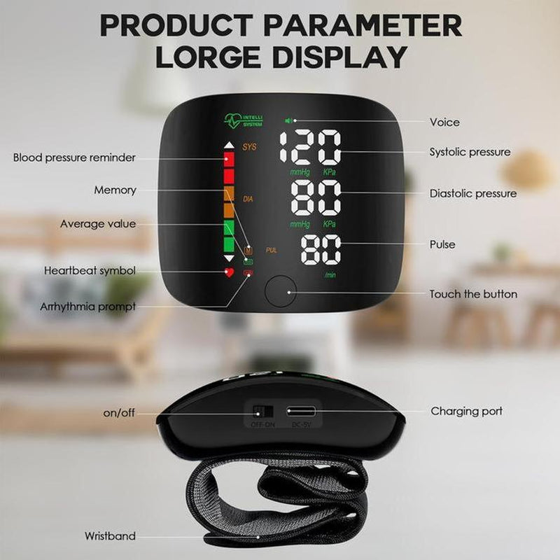 Wrist Blood Pressure Monitor Led Display,Touchscreen Wrist Blood Pressure Cuff 99X2 Readingmemory Wrist Bp Monitor with Carryingcase,Health Monitoring Adjustable.