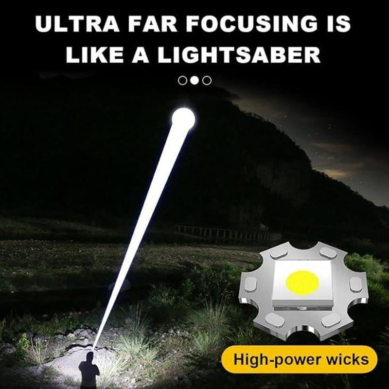 2-In-1 Strong Flashlight (Power Bank)，Digital Display of Power, Rechargeable，Zoomable, , X4Waterproof, Adjustable Brightness Flash Light for Outdoor, Emergency, Camping Accessories，Black
