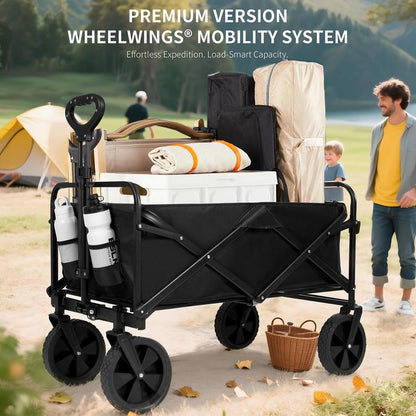 Heavy Duty Collapsible Wagon Cart - Large Capacity Foldable Beach Cart for Camping, Sports,Shopping & More , Portable & Easy to Store