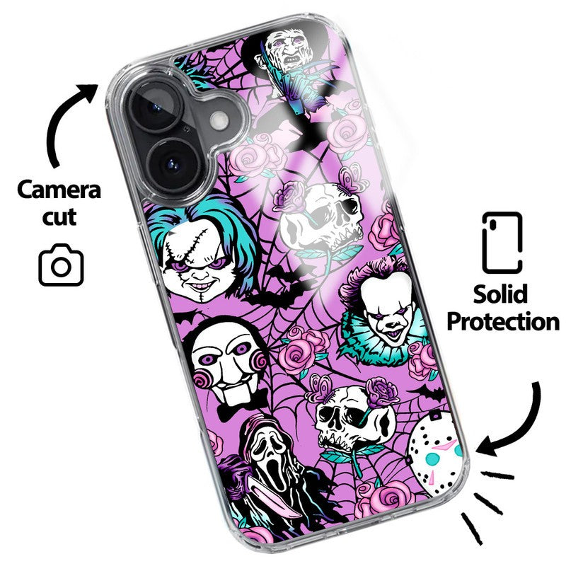 Mundaze Case for Apple Iphone 16 Roses Halloween Characters Spider Web