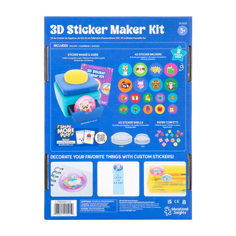 Educational Insights 3D Sticker Maker Kit - Craft Kit for Kids, Mess Free Activity, Make Your Own Sticker Machine, DIY Puffy Stickers for Kids, Creative Gifts for Boys & Girls Ages 5+