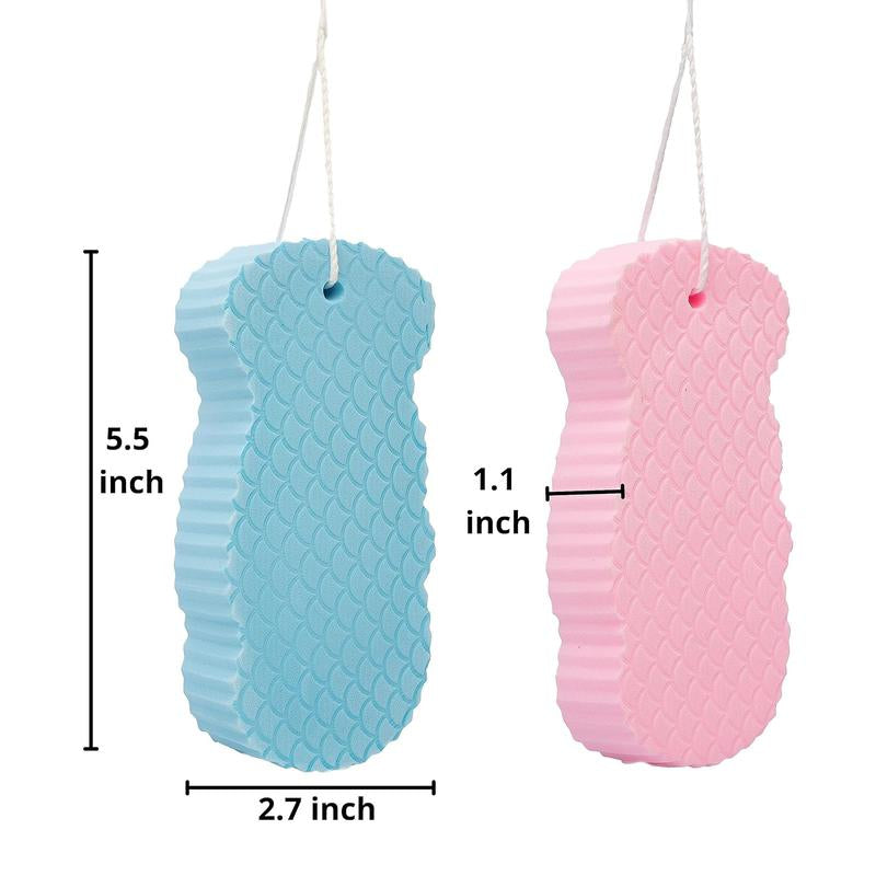 [2Count]3D Bath Sponge,Random Color,Fish Scale Bath Sponge,Mud and Ash Scrubbing Sponge,Exfoliating Bath Sponge,Skin Friendly and Reusable,Alternative to Exfoliating Gloves.