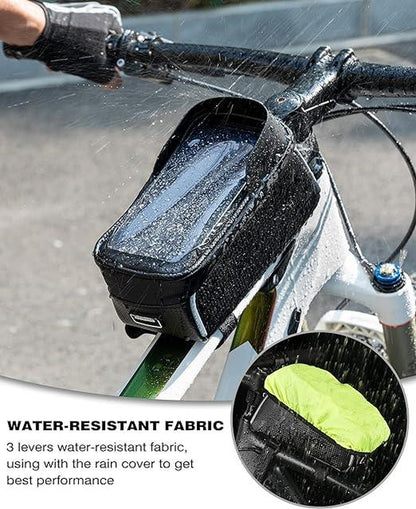 ROCKBROS Bike/Bicycle Phone Front Frame Bag, Waterproof, Tube Bag,Cycling Pouch, Bike Accessories for Men Compatible Phone under 6.5”