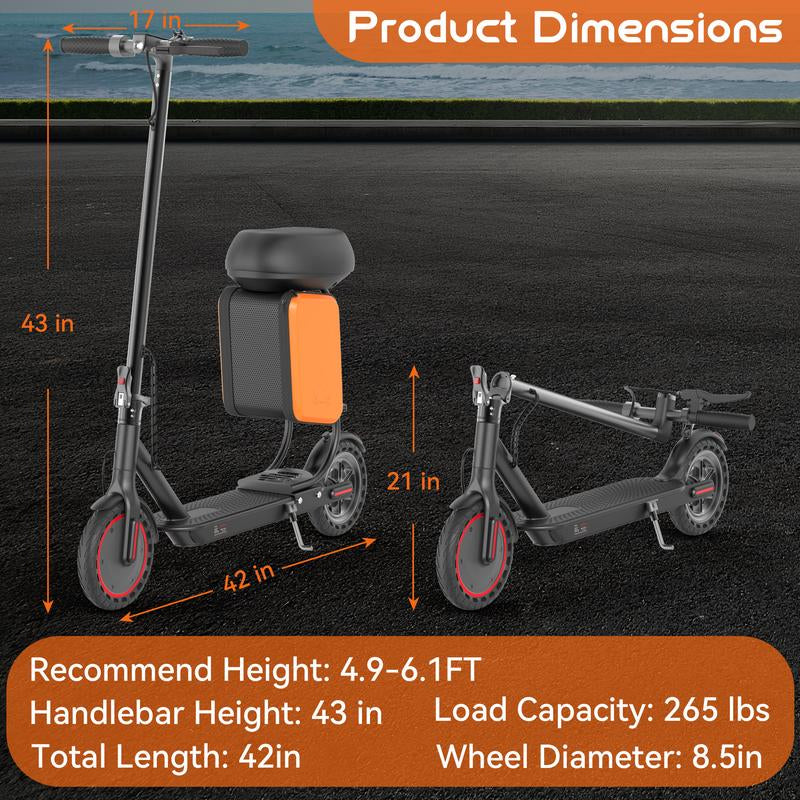 Electric Scooter for Adults – 19 MPH Top Speed, 350W Motor, Foldable Commuter Scooter with App Control, Seat and Bag