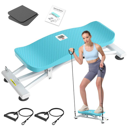 HOTWAVE Ski Machine with Resistance Bands Portable Slide Stepper Featuring LCD Monitor for Full Body Workout Compact Design & Real Time Feedback