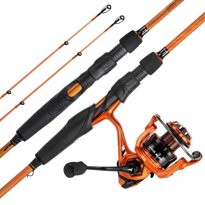 Kastking Lethal Blaze Twin-Tip Fishing Rod and Reel Combo, IM6 Graphite 2Pc Blanks, Stainless Steel Guides with Ceramic Rings, Contoured EVA Handles & Fighting Butt, Split or Full Rear Handle Design, 10 Models