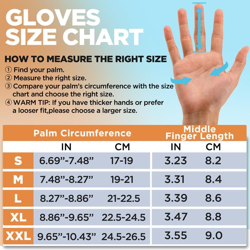 Winter Gloves Women Men Ski Gloves Liners Thermal Warm Touch Screen, Perfect for Cycling, Running, Driving, Hiking, Walking, Texting, Freezer Work, Gardening, and Daily Activities SRG102 Winter Gloves Full Finger