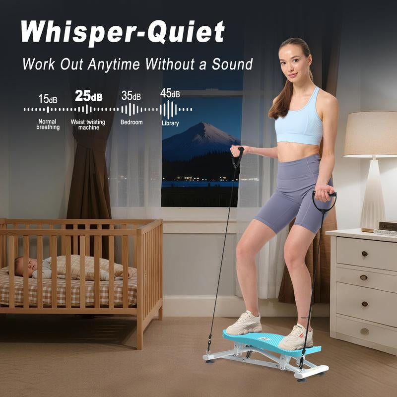 HOTWAVE Ski Machine with Resistance Bands Portable Slide Stepper Featuring LCD Monitor for Full Body Workout Compact Design & Real Time Feedback