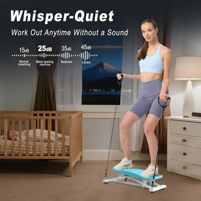 HOTWAVE Ski Machine with Resistance Bands Portable Slide Stepper Featuring LCD Monitor for Full Body Workout Compact Design & Real Time Feedback