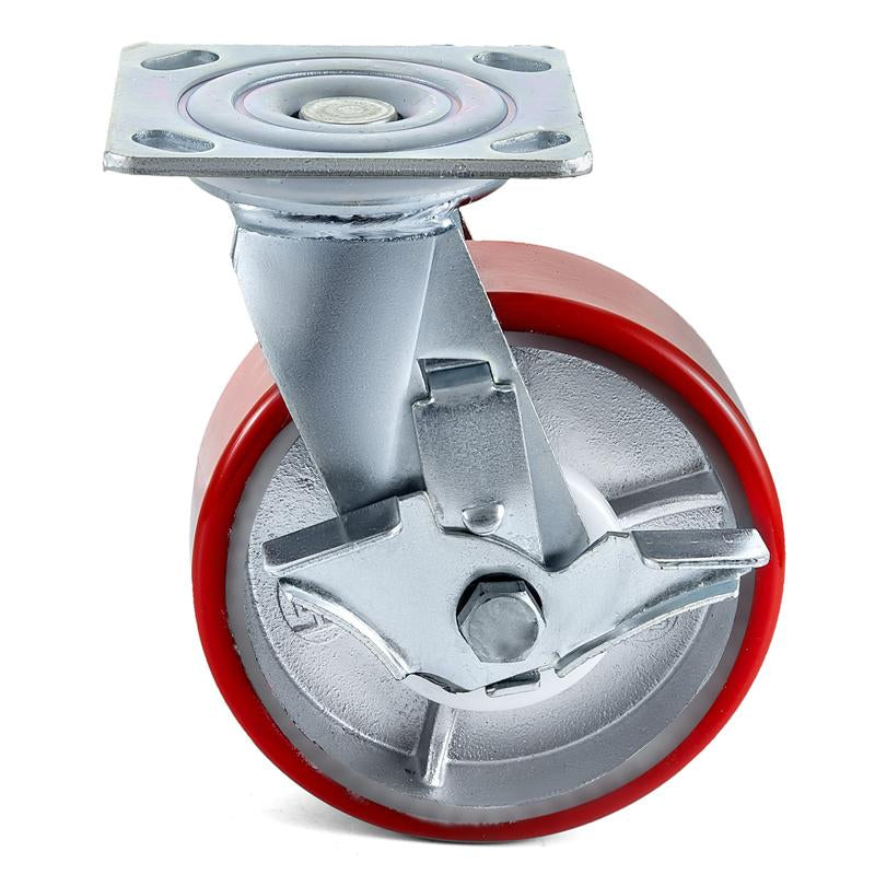 VEVOR 4 Pack Swivel Caster Polyurethane 6" X 2" on Steel Wheel Brake (2) Rigid (2)