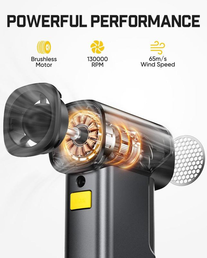 Fanttik B10 Pro Max 7.2V Electric Air Duster, Cordless Duster with 130000 RPM Brushless Motor, 6 Adjustable Levels, 28.8Wh Rechargeable Battery, Air Blower for Workbench, PC Fans and Outdoor