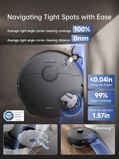 X40 Ultra Robotic Vacuum with Removable & Liftable Mop, 12,000Pa Suction, Side Brush Extensive Cleaning, 158°F Mop & Washboard Self Cleaning, Auto-Empty, Auto Refill, Liftable Brushes
