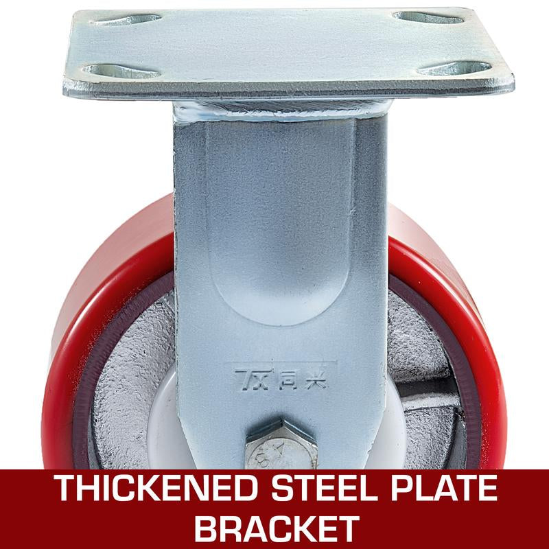 VEVOR 4 Pack Swivel Caster Polyurethane 6" X 2" on Steel Wheel Brake (2) Rigid (2)