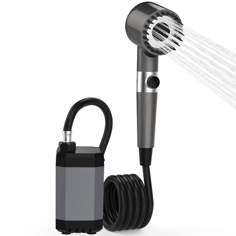 Moko Camping Shower Pump as Outdoor Power Bank, 12000Mah Rechargeable Camp Showers with LED Display for Battery Level and Water Temperature, Portable Shower Head for Camping, Pet & Car Cleaning