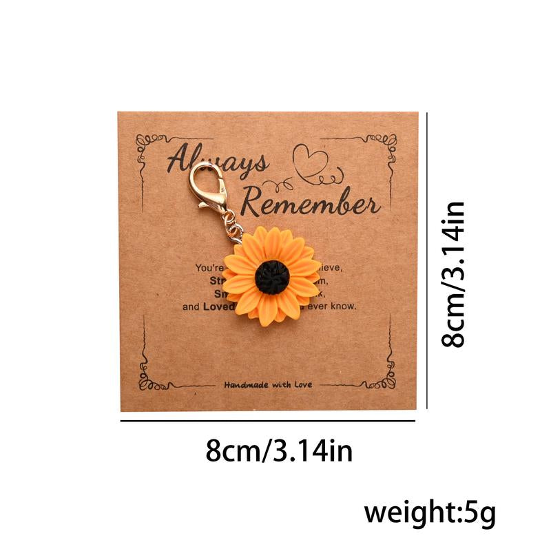 Vivid Sunflower Design Fashionable Keychain with Gift Card, Cute Resin Material Flower Shaped Keychain for Women & Men, Fashion Personalized Keychain for Daily Clothing Decor, Birthday Gift Fall, Charms, Love, Fashion Accessory, Trendy Cute Keychain