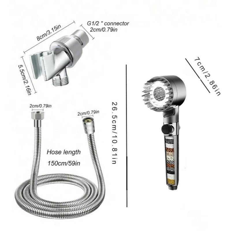 High Pressure Handheld Shower Head with Filtered,Shower Experience with 4 Functions,Power Wash for Hard Water, Showerhead with ON/OFF Switch for Pets Bath with 1.5M Hose and 360 Rotatable Bracket