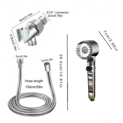 High Pressure Handheld Shower Head with Filtered,Shower Experience with 4 Functions,Power Wash for Hard Water, Showerhead with ON/OFF Switch for Pets Bath with 1.5M Hose and 360 Rotatable Bracket